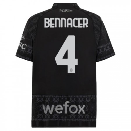 AC Milán Ismael Bennacer 4 Čtvrtý Černá 2023-24 - Fotbalové Dresy (S/S)